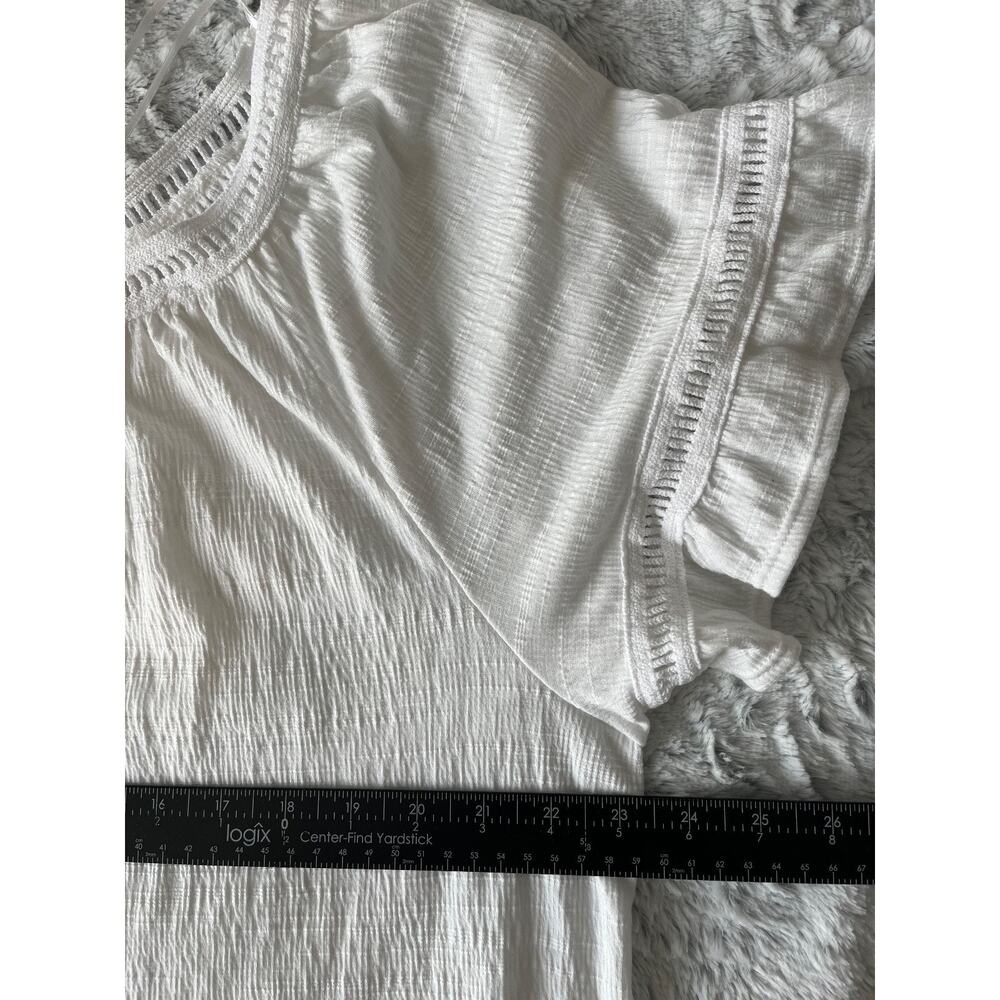 Max Studio White Short-Sleeve Ruffle Blouse - Picture 6 of 6